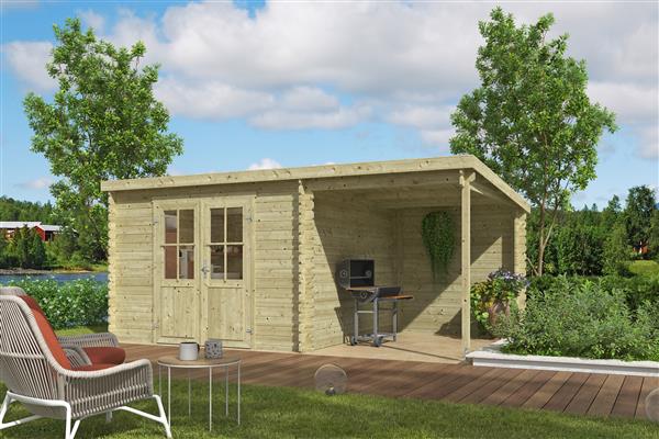 Grote foto blokhut met overkapping tampa 481x292 vuren tuin en terras tuinhuisjes en blokhutten
