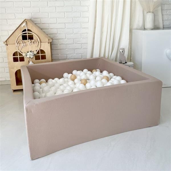 Grote foto ballenbad cotton 106x106x40 cm beige excl ballen kinderen en baby overige