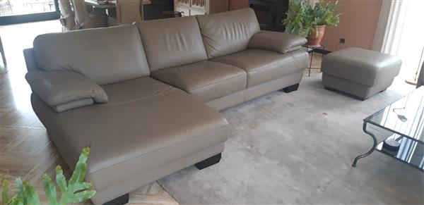 Grote foto salon in leder en pouffe huis en inrichting sofa en chaises longues