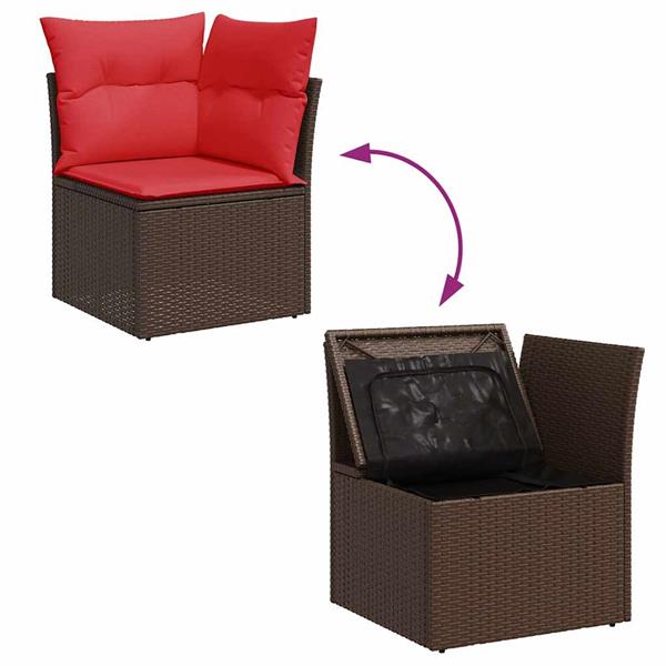 Grote foto vidaxl 6 delige loungeset met kussens poly rattan bruin tuin en terras tuinmeubelen