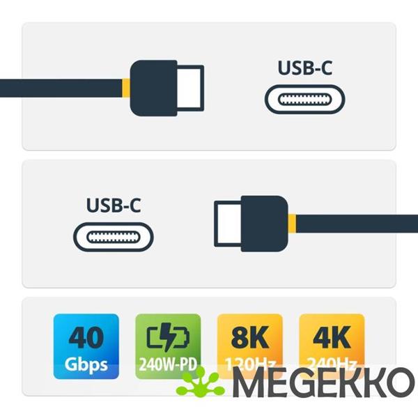 Grote foto startech.com 1m usb4 kabel usb if gecertificeerde usb type c kabel 40gbps 240w power delivery pd computers en software overige computers en software