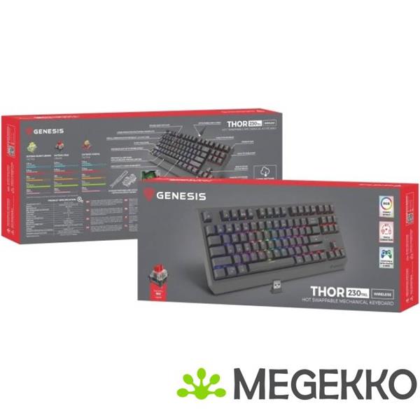 Grote foto genesis nkg 2107 thor 230 tkl gaming toetsenbord usb rf wireless bluetooth in grijs computers en software toetsenborden