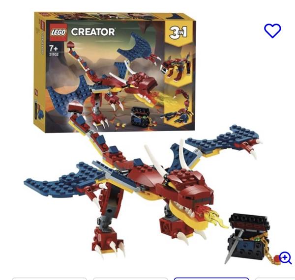Grote foto lego creator 31102 vuurdraak kinderen en baby duplo en lego
