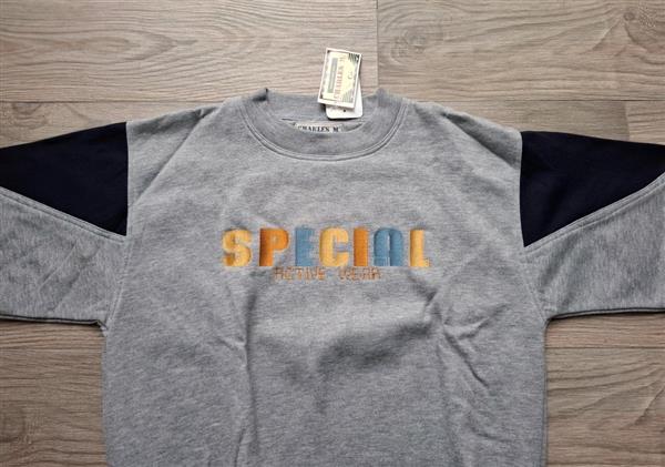 Grote foto lichtgrijze sportieve sweater met accenten med l kleding dames truien en vesten