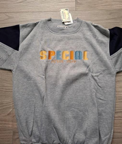 Grote foto lichtgrijze sportieve sweater met accenten med l kleding dames truien en vesten