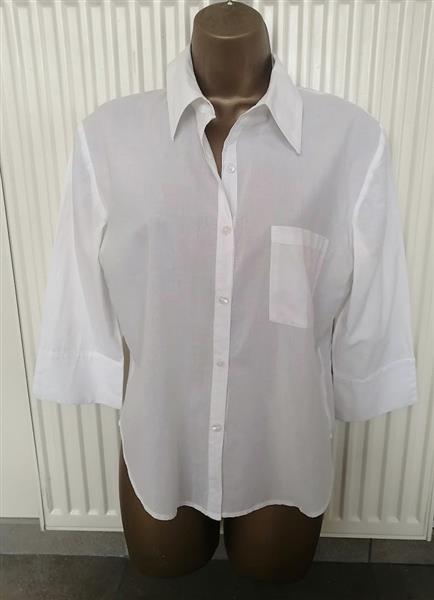 Grote foto witte zomer blouse met driekwart mouwen 38 kleding dames blouses