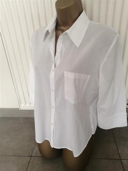 Grote foto witte zomer blouse met driekwart mouwen 38 kleding dames blouses