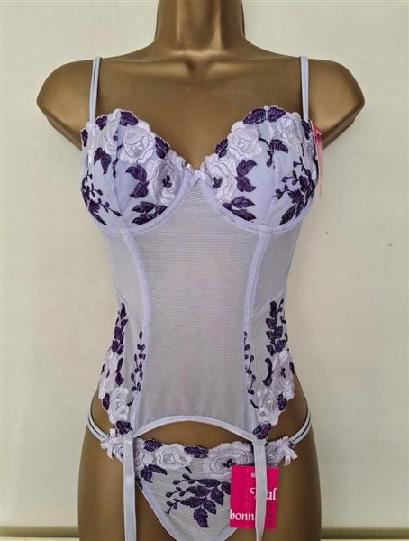 Grote foto doorzichtig lila torselet jarretelles en string kleding dames ondergoed en lingerie