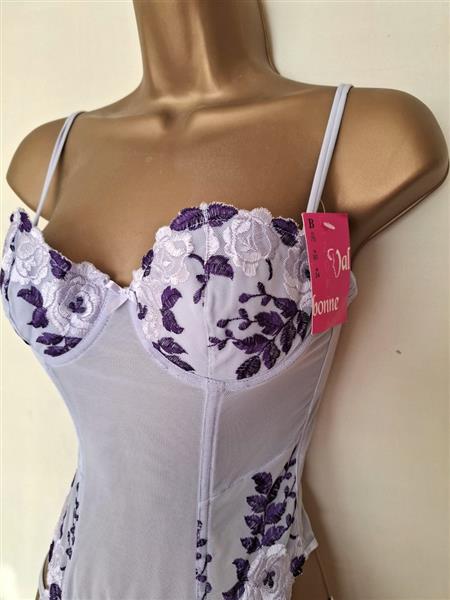 Grote foto doorzichtig lila torselet jarretelles en string kleding dames ondergoed en lingerie