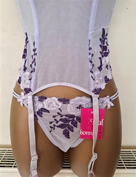 Grote foto doorzichtig lila torselet jarretelles en string kleding dames ondergoed en lingerie