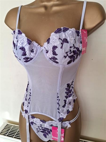 Grote foto doorzichtig lila torselet jarretelles en string kleding dames ondergoed en lingerie