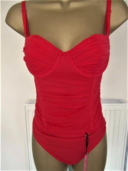 Grote foto doorzichtig rood torselet met string 70d en 75c kleding dames ondergoed en lingerie