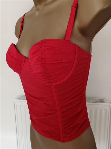 Grote foto doorzichtig rood torselet met string 70d en 75c kleding dames ondergoed en lingerie