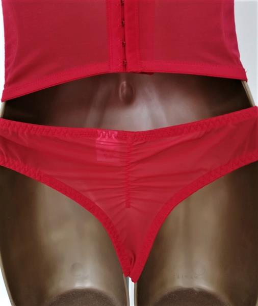 Grote foto doorzichtig rood torselet met string 70d en 75c kleding dames ondergoed en lingerie