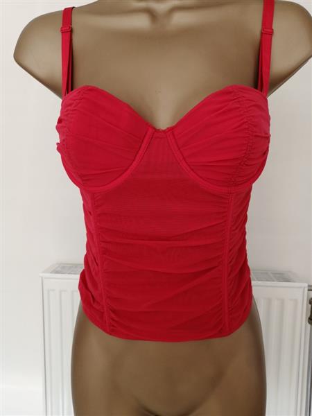 Grote foto doorzichtig rood torselet met string 70d en 75c kleding dames ondergoed en lingerie