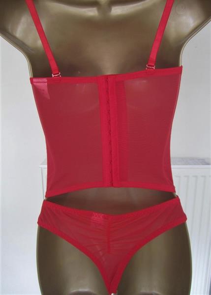 Grote foto doorzichtig rood torselet met string 70d en 75c kleding dames ondergoed en lingerie