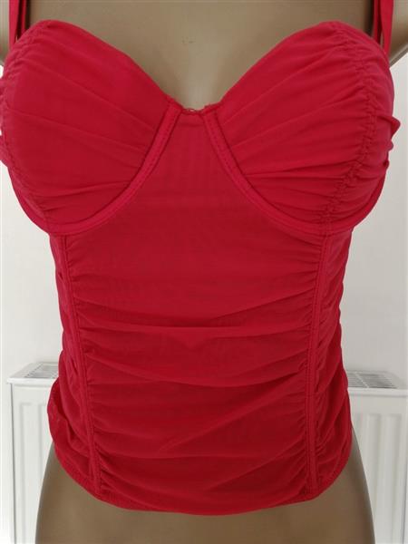 Grote foto doorzichtig rood torselet met string 70d en 75c kleding dames ondergoed en lingerie