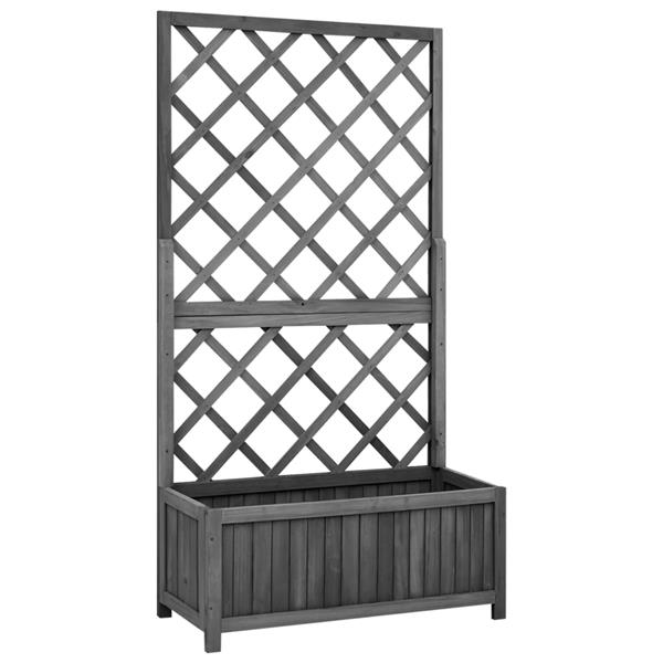 Grote foto vidaxl latwerkplantenbak 70x30x135 cm massief vurenhout zwart tuin en terras overige tuin en terras