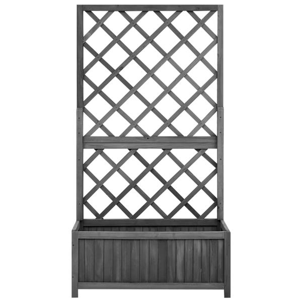Grote foto vidaxl latwerkplantenbak 70x30x135 cm massief vurenhout zwart tuin en terras overige tuin en terras