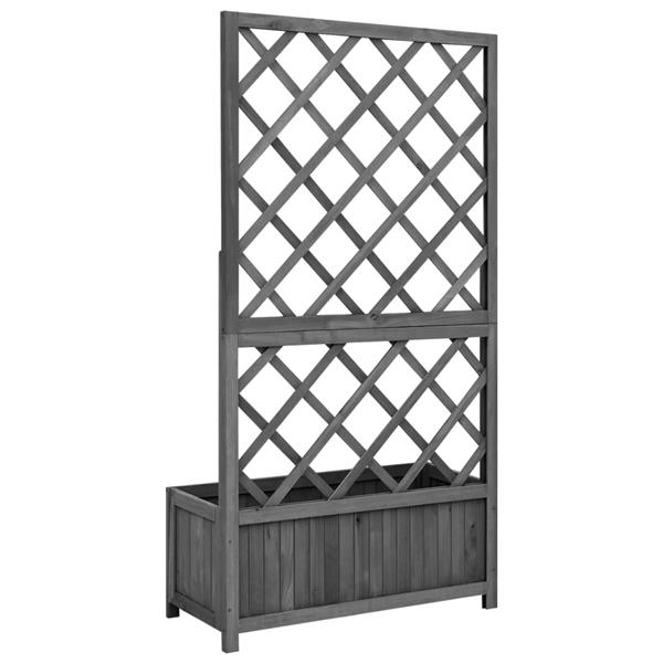 Grote foto vidaxl latwerkplantenbak 70x30x135 cm massief vurenhout zwart tuin en terras overige tuin en terras
