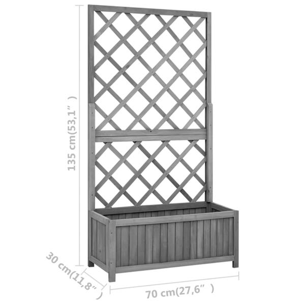 Grote foto vidaxl latwerkplantenbak 70x30x135 cm massief vurenhout zwart tuin en terras overige tuin en terras