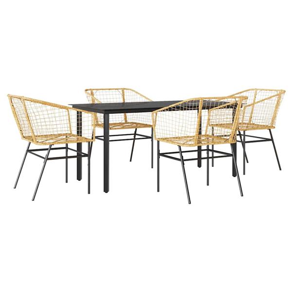 Grote foto vidaxl 5 delige tuinset poly rattan glas bruin tuin en terras tuinmeubelen