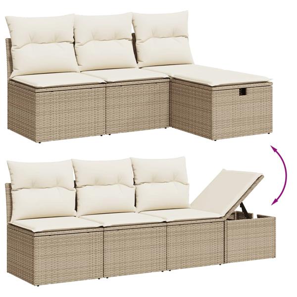 Grote foto vidaxl 7 delige loungeset met kussens poly rattan beige tuin en terras tuinmeubelen