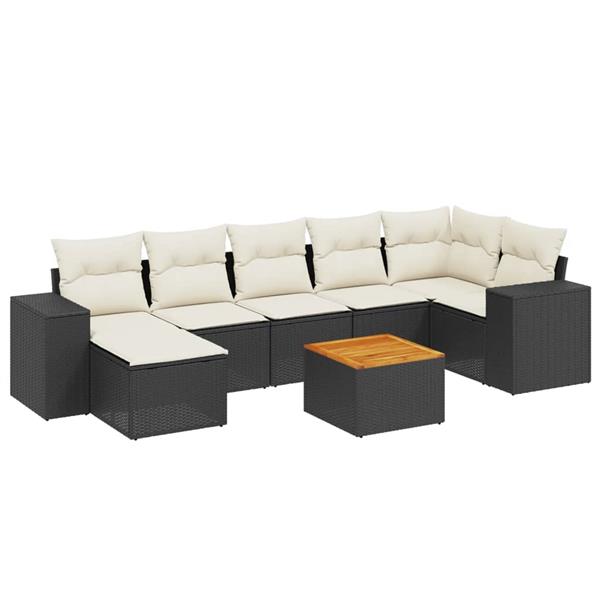 Grote foto vidaxl 8 delige loungeset met kussens poly rattan zwart tuin en terras tuinmeubelen