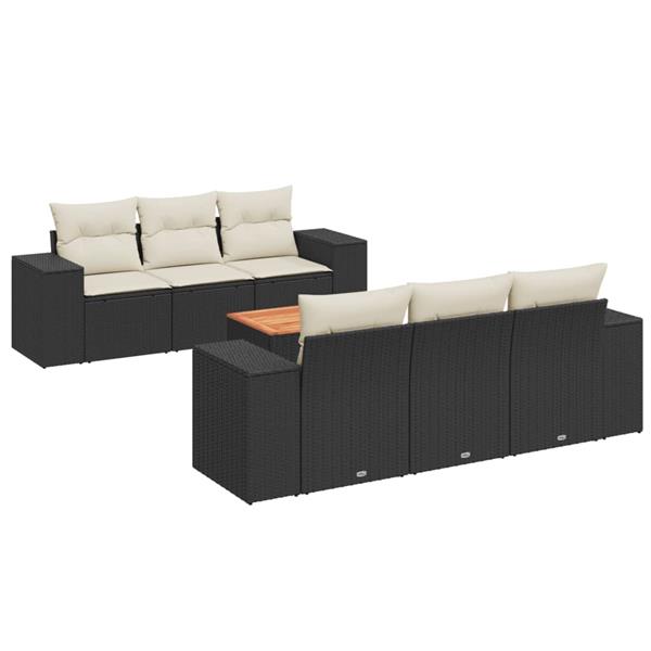 Grote foto vidaxl 7 delige loungeset met kussens poly rattan zwart tuin en terras tuinmeubelen