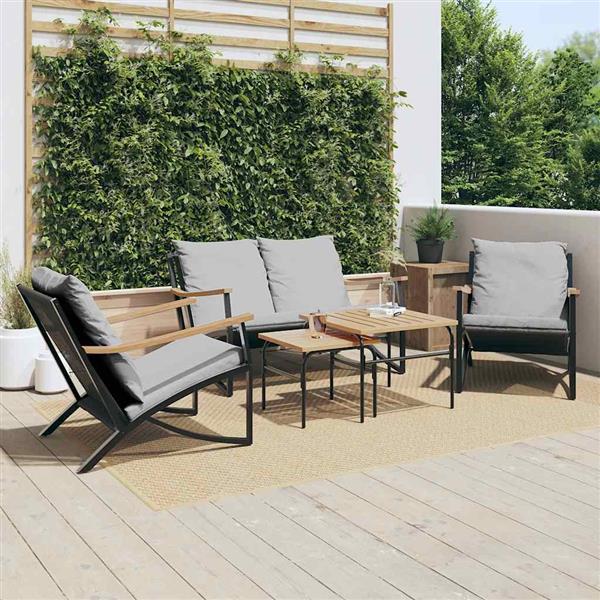 Grote foto vidaxl 5 delige balkonset met kussens staal zwart tuin en terras tuinmeubelen