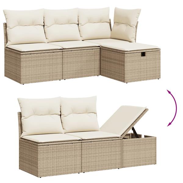 Grote foto vidaxl 7 delige loungeset met kussens poly rattan beige tuin en terras tuinmeubelen