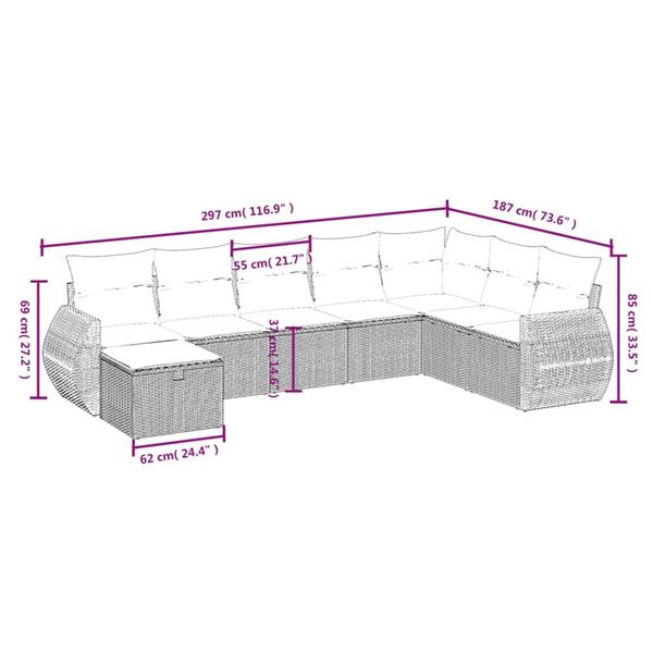 Grote foto vidaxl 8 delige loungeset met kussens poly rattan zwart tuin en terras tuinmeubelen