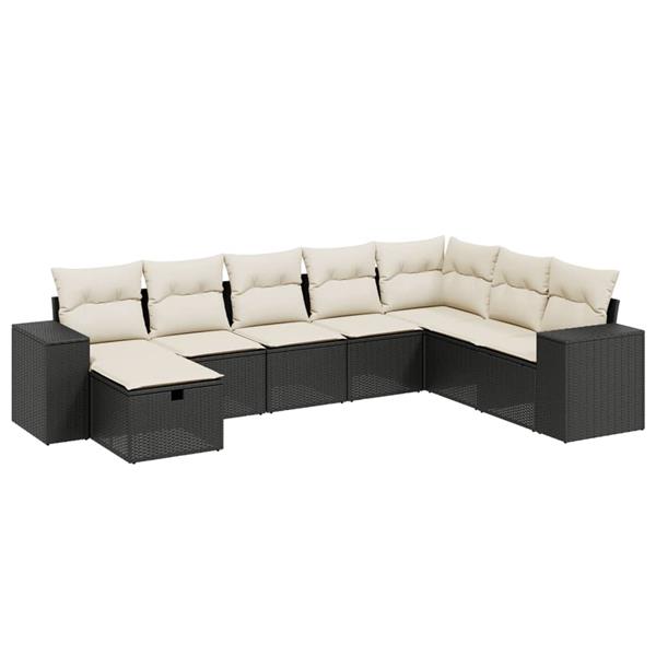 Grote foto vidaxl 8 delige loungeset met kussens poly rattan zwart tuin en terras tuinmeubelen
