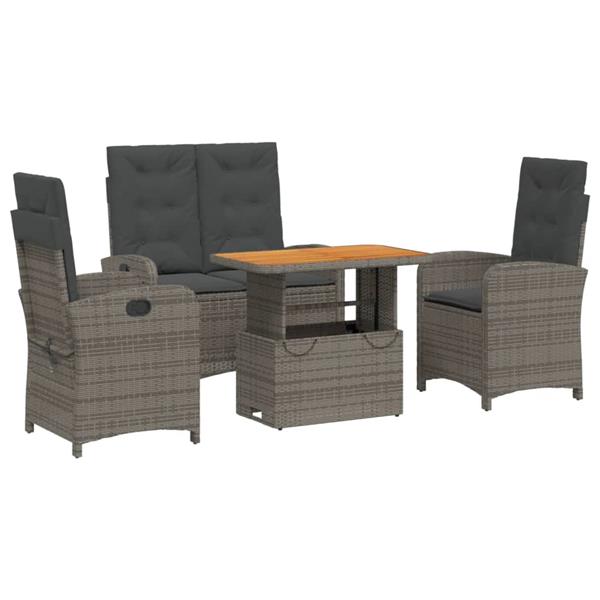 Grote foto vidaxl 4 delige tuinset met kussens poly rattan grijs tuin en terras tuinmeubelen