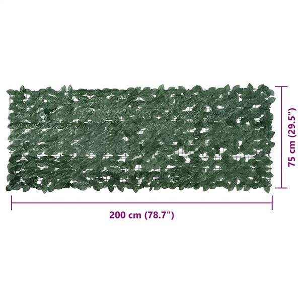 Grote foto vidaxl balkonscherm met donkergroene bladeren 200x75 cm tuin en terras overige tuin en terras