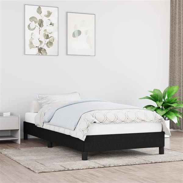 Grote foto vidaxl bedframe zonder matras 90x200 cm stof zwart antiek en kunst stoelen en banken