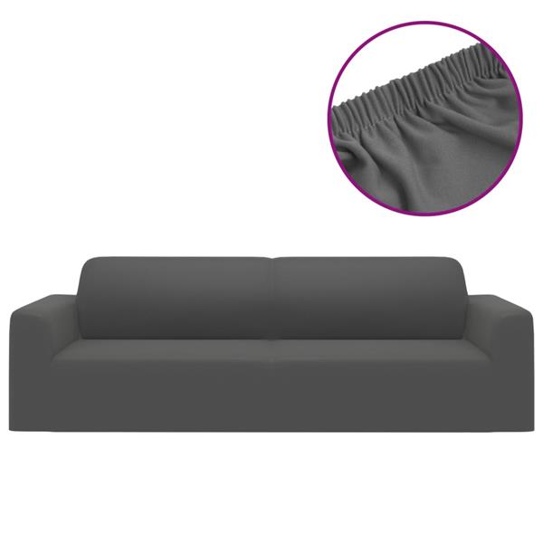 Grote foto vidaxl driezitsbankhoes stretch polyester jersey antracietkleurig tuin en terras tuinmeubelen