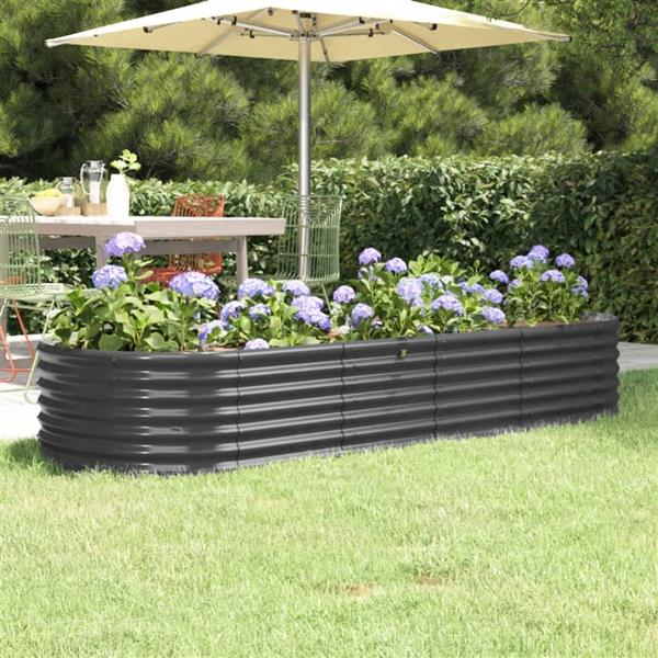 Grote foto vidaxl plantenbak 224x80x36 cm gepoedercoat staal antracietkleurig tuin en terras overige tuin en terras