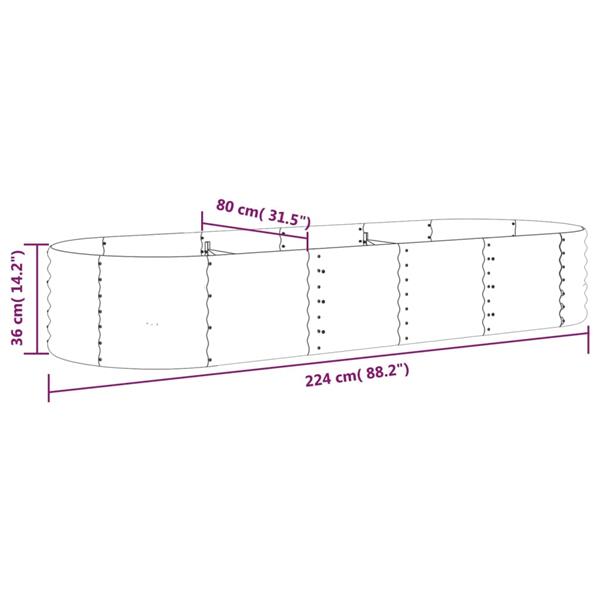 Grote foto vidaxl plantenbak 224x80x36 cm gepoedercoat staal antracietkleurig tuin en terras overige tuin en terras