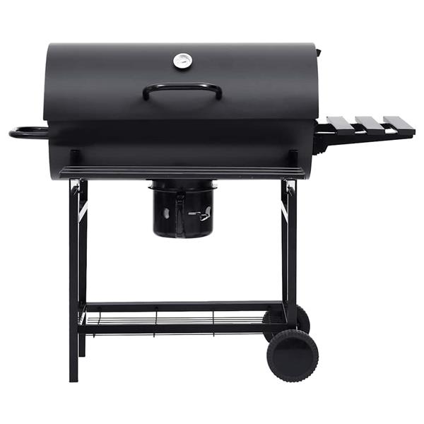 Grote foto vidaxl barbecuevat met wielen en schappen 115x85x95 cm staal zwart tuin en terras buitenkeukens
