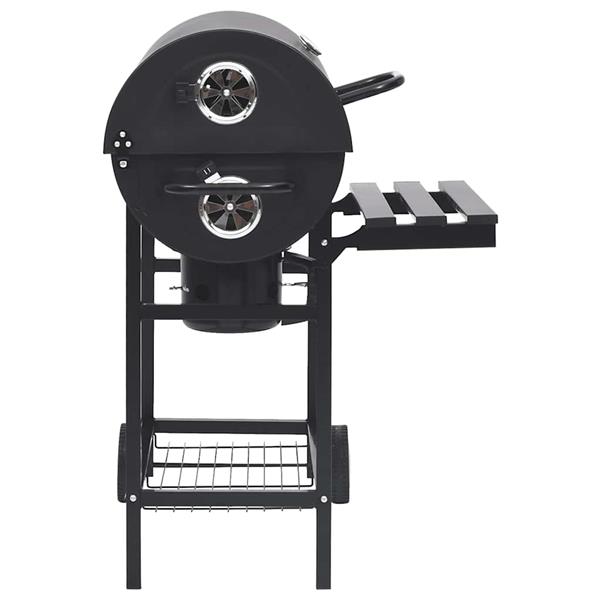 Grote foto vidaxl barbecuevat met wielen en schappen 115x85x95 cm staal zwart tuin en terras buitenkeukens