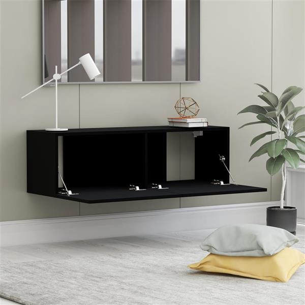 Grote foto vidaxl tv meubel 100x30x30 cm bewerkt hout zwart huis en inrichting overige
