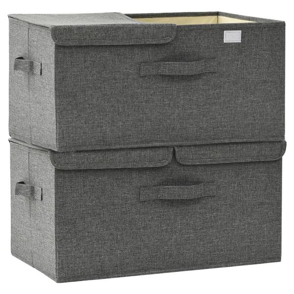 Grote foto vidaxl opbergboxen 2 st 50x30x25 cm stof antracietkleurig doe het zelf en verbouw materialen en producten