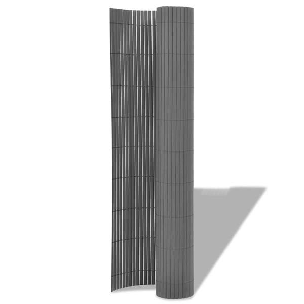 Grote foto vidaxl tuinafscheiding dubbelzijdig 90x300 cm pvc grijs tuin en terras hekken en schuttingen
