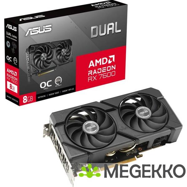 Grote foto asus dual rx7600 o8g evo amd radeon rx 7600 8 gb gddr6 computers en software videokaarten