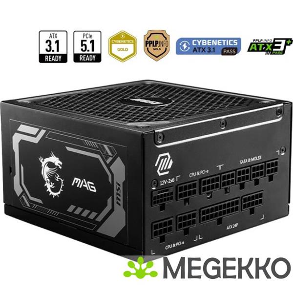Grote foto msi mag a1000gl pcie5 power supply unit 1000 w 24 pin atx atx zwart computers en software overige