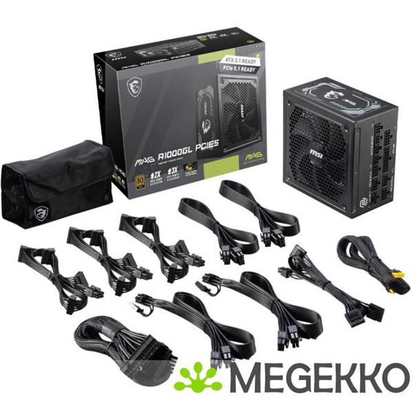 Grote foto msi mag a1000gl pcie5 power supply unit 1000 w 24 pin atx atx zwart computers en software overige