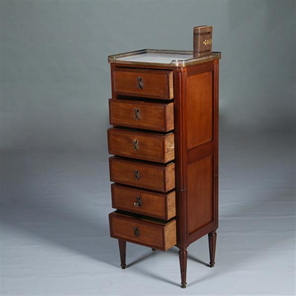 Grote foto smalle hoge franse ladekast louis seize stijl ca 1890 no.300225 antiek en kunst stoelen en banken