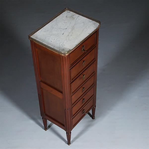 Grote foto smalle hoge franse ladekast louis seize stijl ca 1890 no.300225 antiek en kunst stoelen en banken