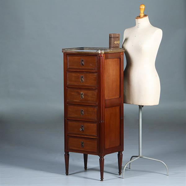 Grote foto smalle hoge franse ladekast louis seize stijl ca 1890 no.300225 antiek en kunst stoelen en banken